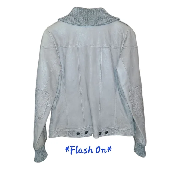 Women's Eddie Bauer Lamb Leather Jacket Medium Light Grey - Picture 5 of 15